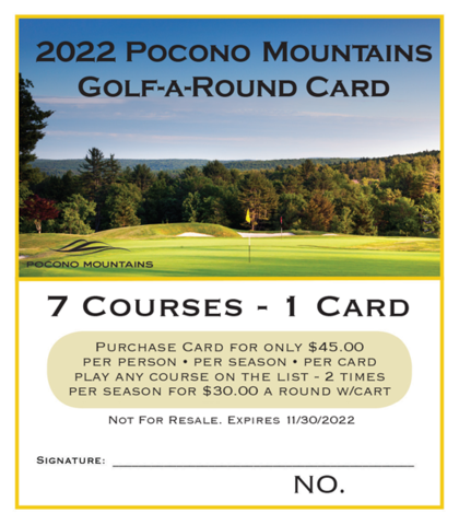 Purchase a Pocono Mountains 2022 Golf A Round Card
