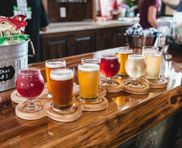 Beer glasses at bar