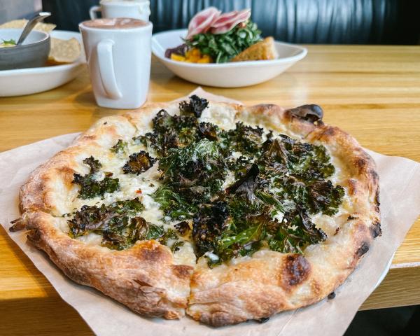 Burrata and Kale Pizza Northstar Cafe