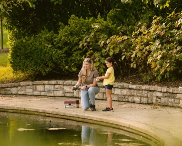 Fishing at Coffman Park pond