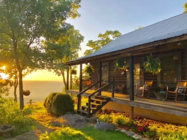 Sunrise view of a cabin