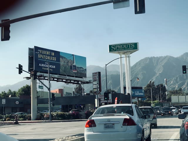 A Visit Albuquerque billboard in Los Angeles