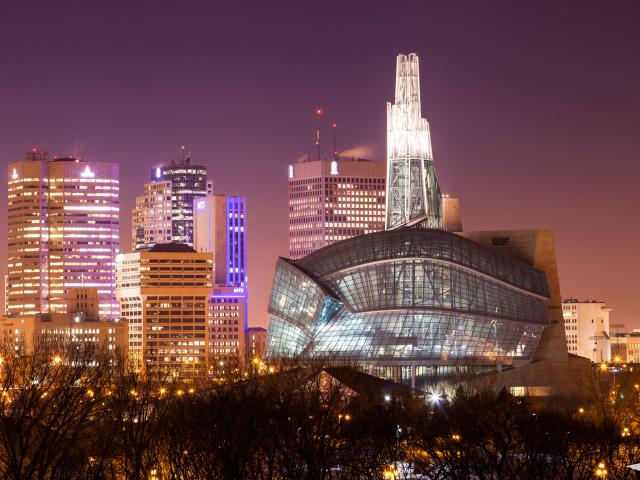 Nights view of The Canadian Museum for Human Rights