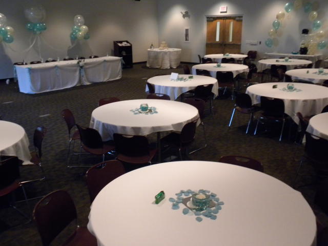 Round Tables with White Tablecloths