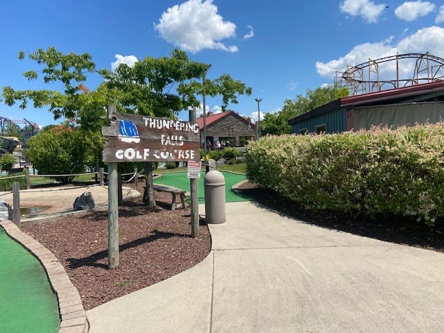 Sign for the Thundering Falls Golf Course at the Adventure Park in Frederick, MD