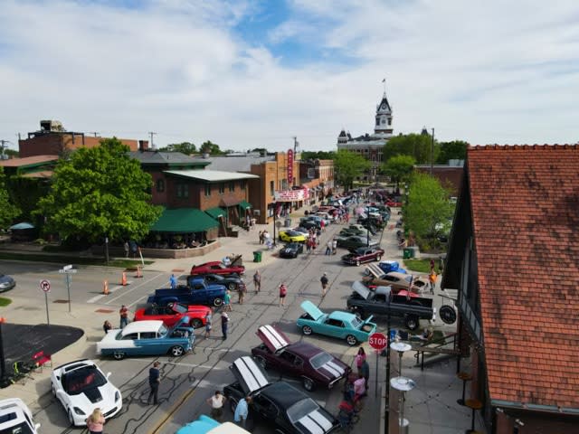Drone photo of downtown Franklin Indiana