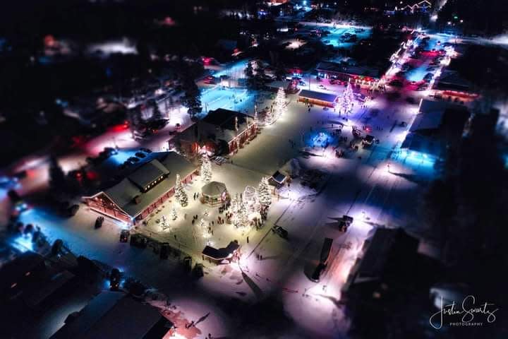 Night Sky aerial with tree lights