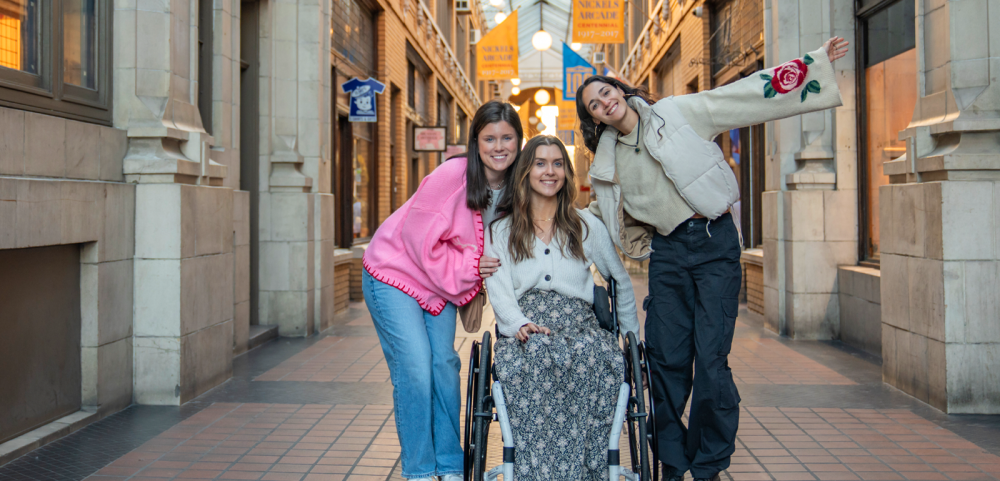 Emma Bailey, Influencer, and friends in Nickels Arcade