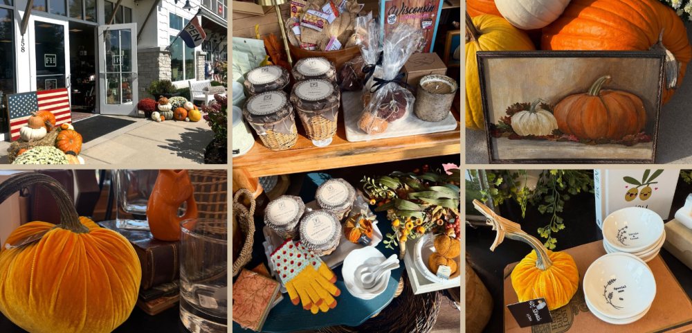 Collage of fall items for sale at Fontana Home