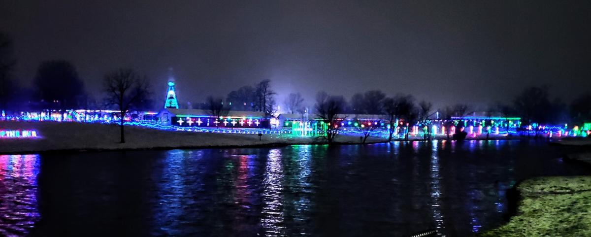 Outdoor drive through holiday lights display at Boone County Fairgrounds.