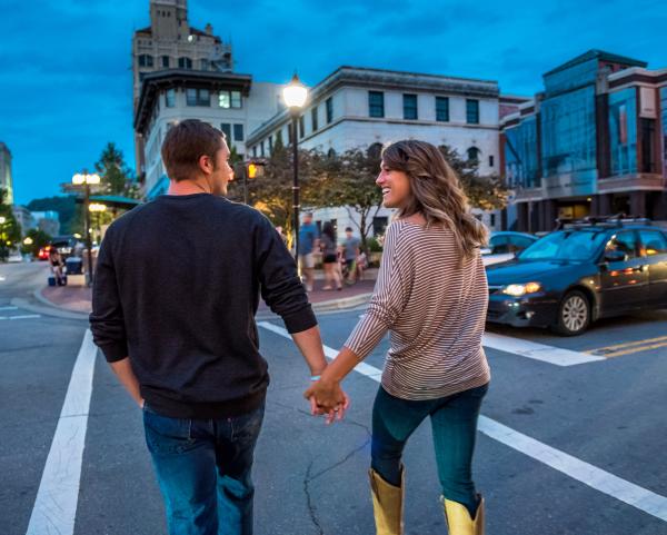 Couple Strolling in Downtown Asheville