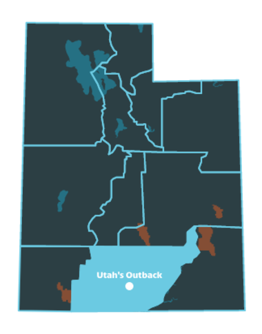 Utah's Outback Region Map with no city name