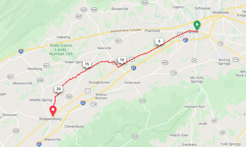 Carlisle to Shippensburg - Option 1