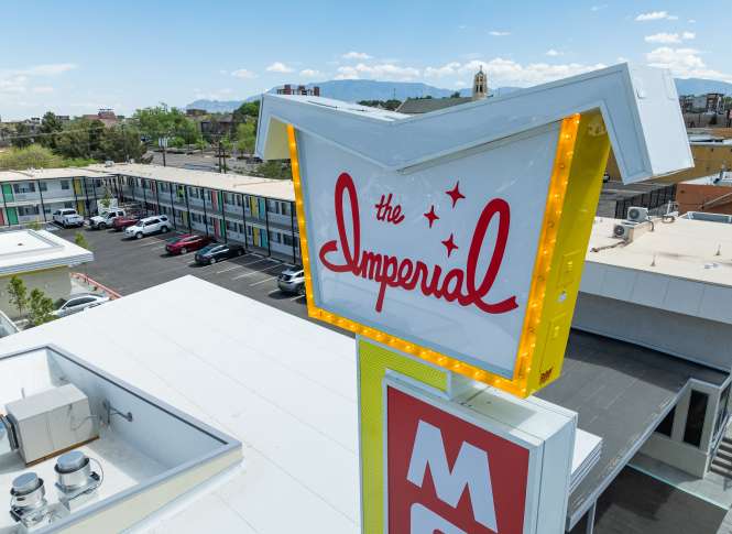 The Imperial motel aerial view.