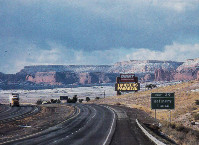 Route 66 has given way to I-40, seen in this contemporary photograph taken east of Gallup.