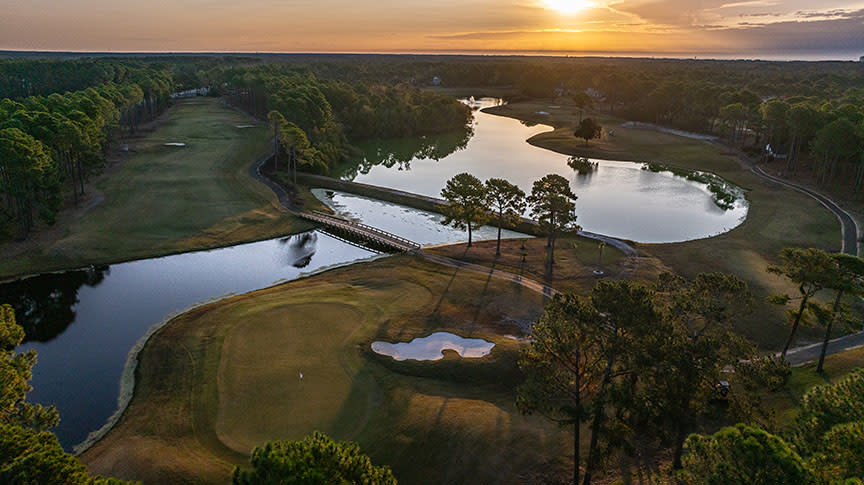 aerial view of the renovated Byrd course at Sea Trail Golf Resort