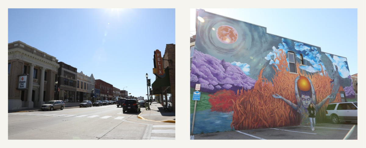 Cars Parked On The Street And A Mural In Downtown Viroqua, WI 