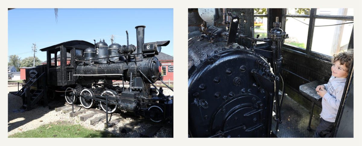 Child Looking At Train At Fennimore Railroad Museum in Fennimore, WI