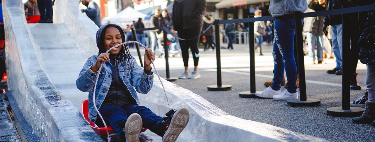 Kid on Ice Slide