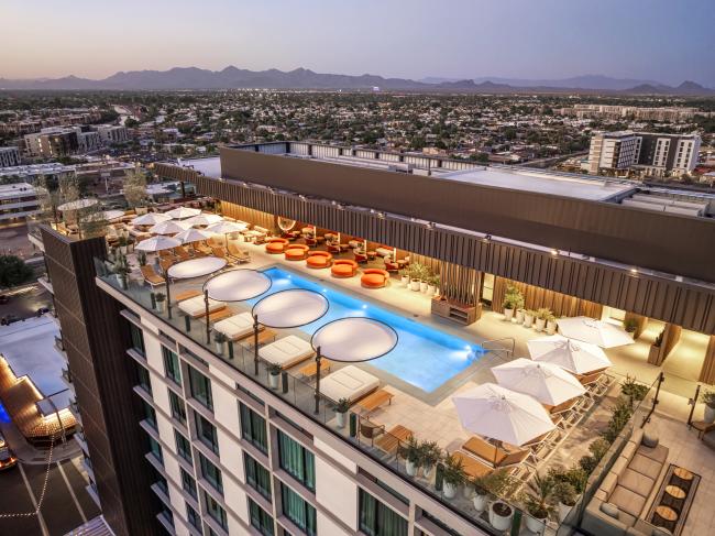 Allegra at The REMI Scottsdale, Aerial View with Pool