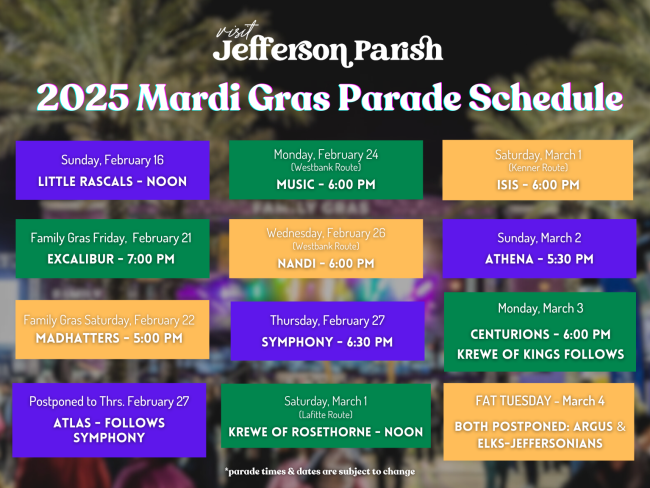 2025 Parade Schedule