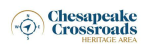 Logo with text of a compass rose with text reading Chesapeake Crossroads Heritage Area