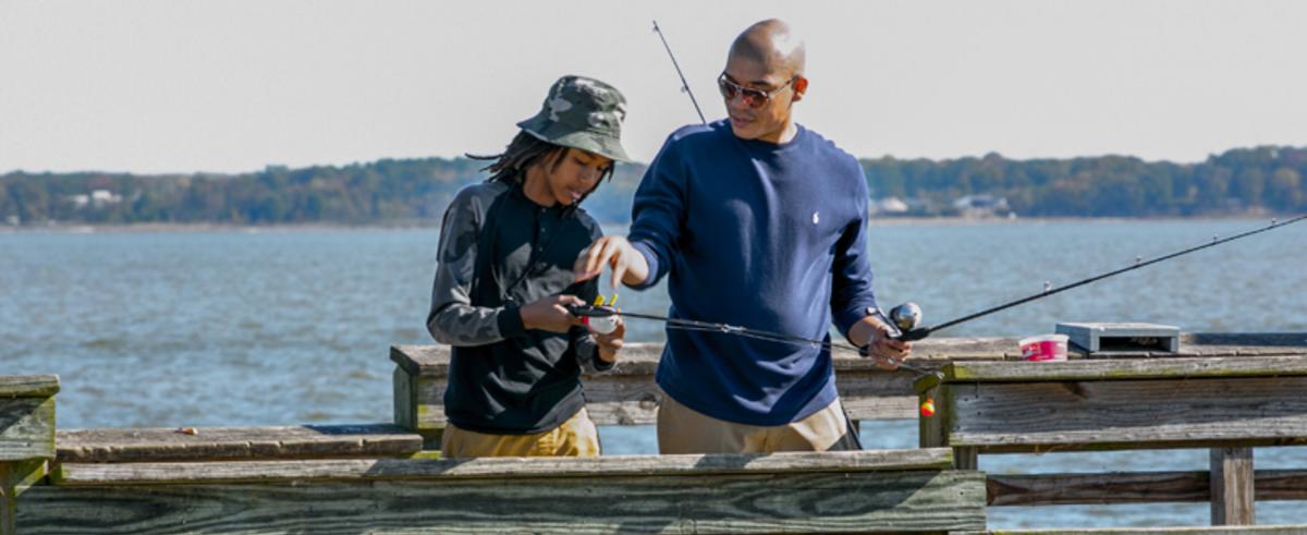 Father and son fishing