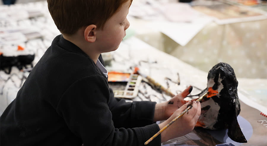 Children's sculpture workshop at New Brewery Arts. Image courtesy New Brewery Arts, Penguin Sculptures