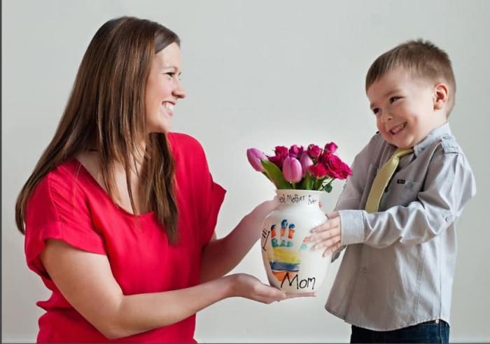 The Pottery Lounge mom and son