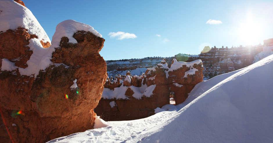 Snowy Bryce Canyon National Park in the winter