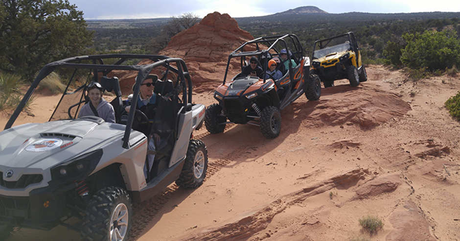 Group of OHV riders in an guided OHV / ATV tour near Kanab Utah