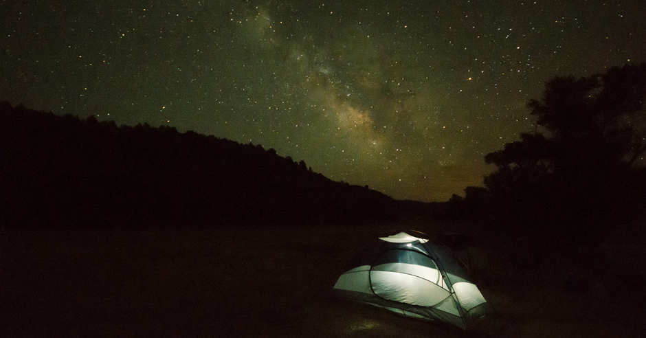 Tent camping under the stars