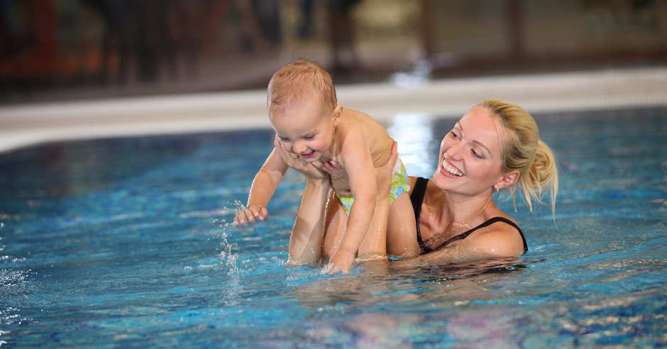 Mother with Toddler in Pool