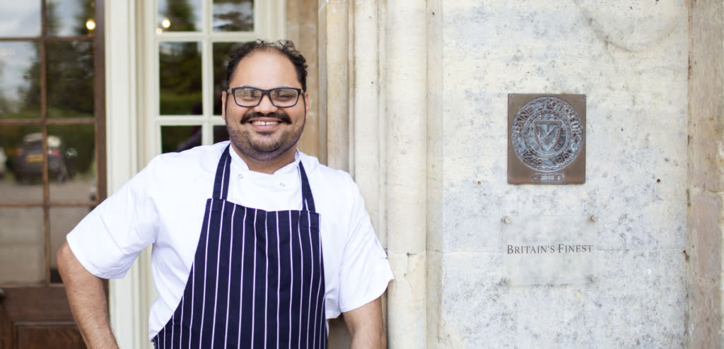 The Greenway Hotel head chef, Abhijeet Dasalkar, stood outside the hotels entrance.