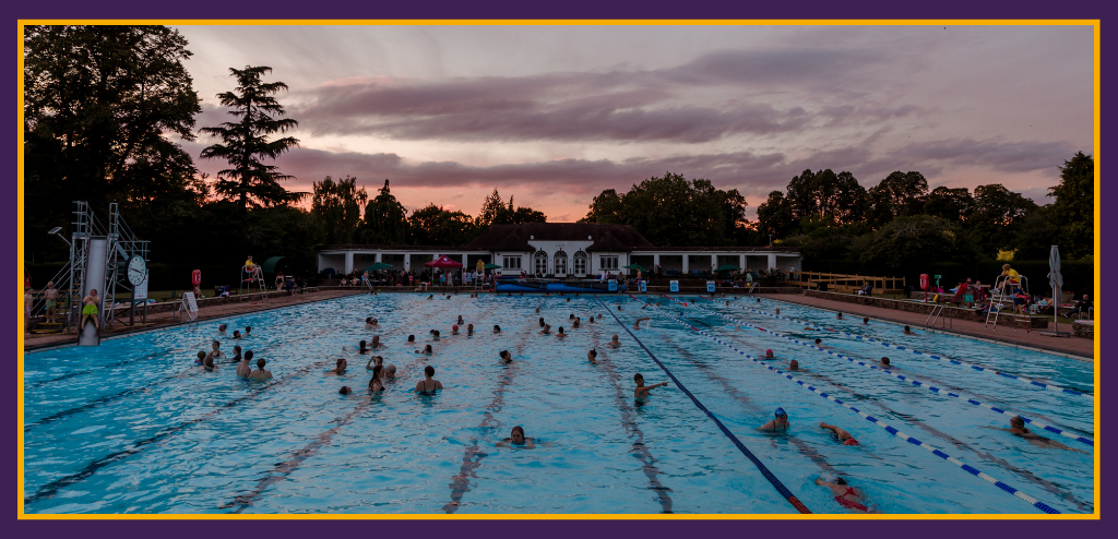 People swimming at Cheltenham Lido, photographed by S.L.Legge Photography