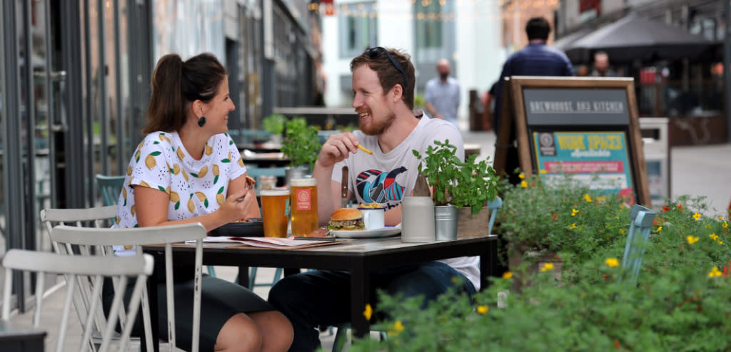 People dining at The Brewery Quarter, Cheltenham