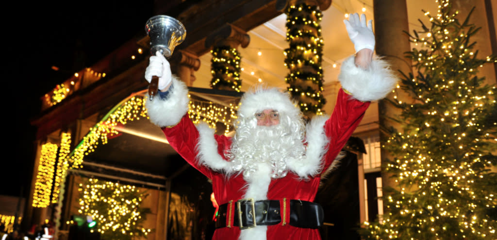 Santa outside Pittville Pump Room in Cheltenham