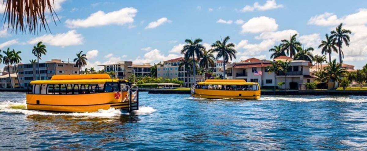 Two Water Taxis on the Intracoastal Waterways of Fort Lauderdale