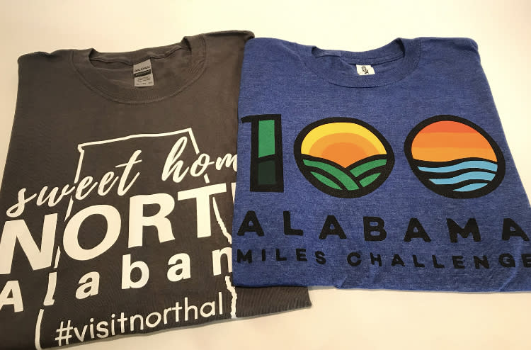 100 alabama miles t-shirts