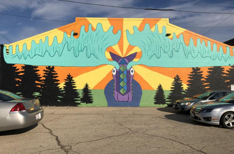 Morty the Moose Mural in the Old Main Arts District