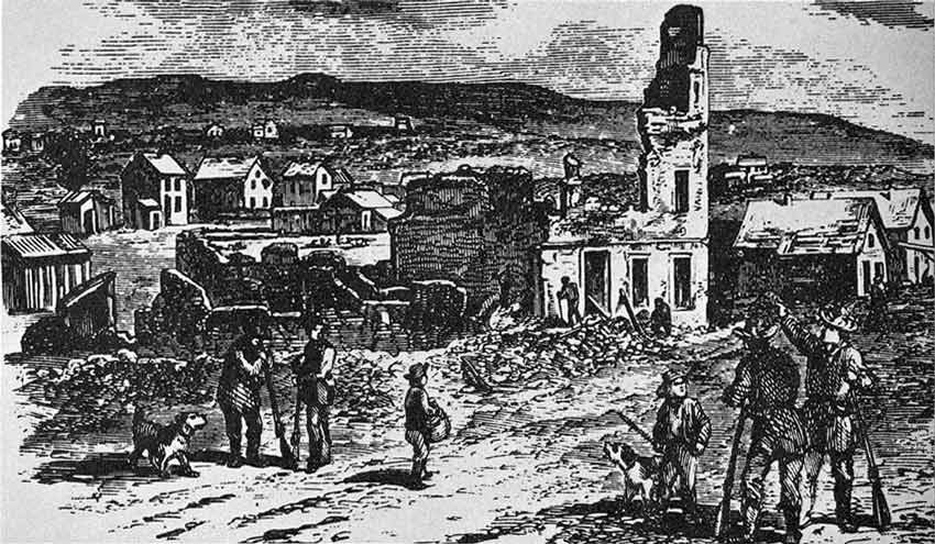 Ruins of Lawrence after the 1856 raid
