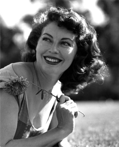 Ava Gardner portrait holding flower