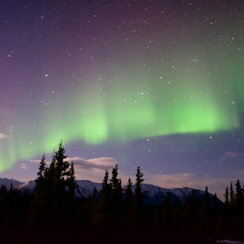 Aurora Over Mountains in Valdez, Alaska