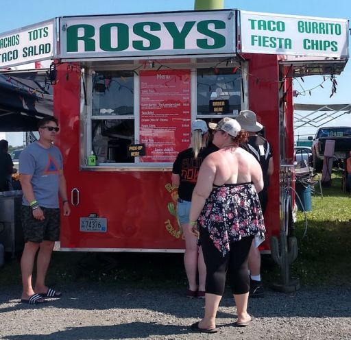 People in line for Rosy's Texas Outpost food truck