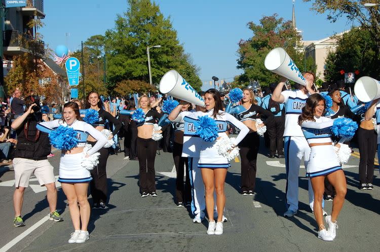 UNC Cheerleaders at Tar Heel Downtown