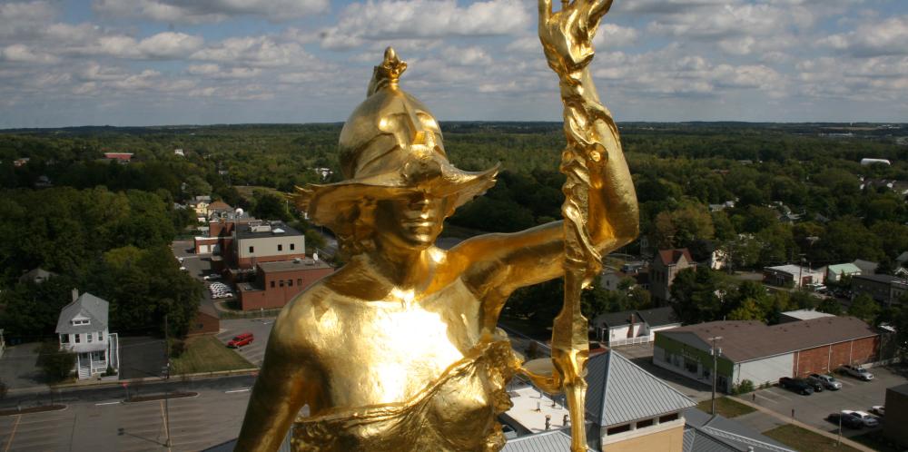 Lady Justice atop the Ontario County Courthouse