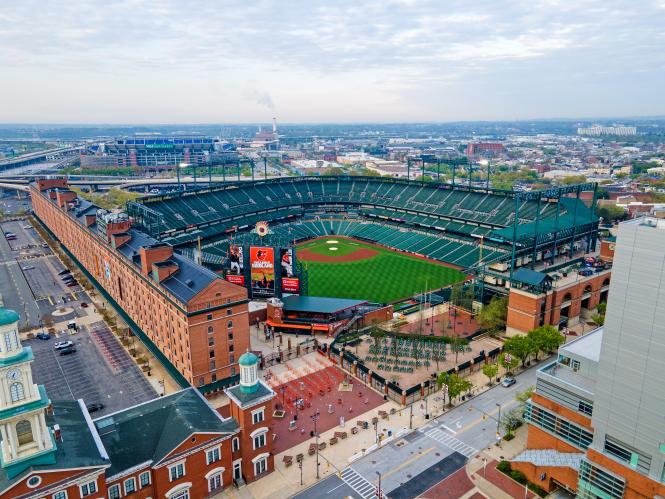 aerial view of Camden Yards