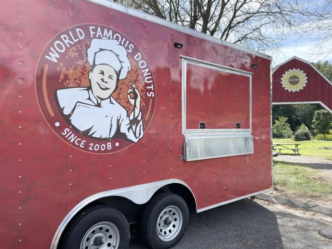 Homestead Gardens Donut Truck with barn in the background