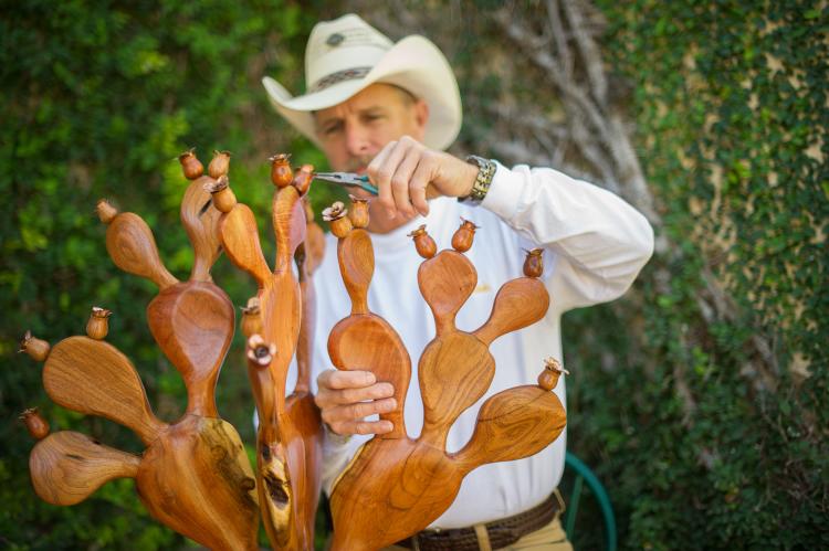Artist Crafts Wood Cactus