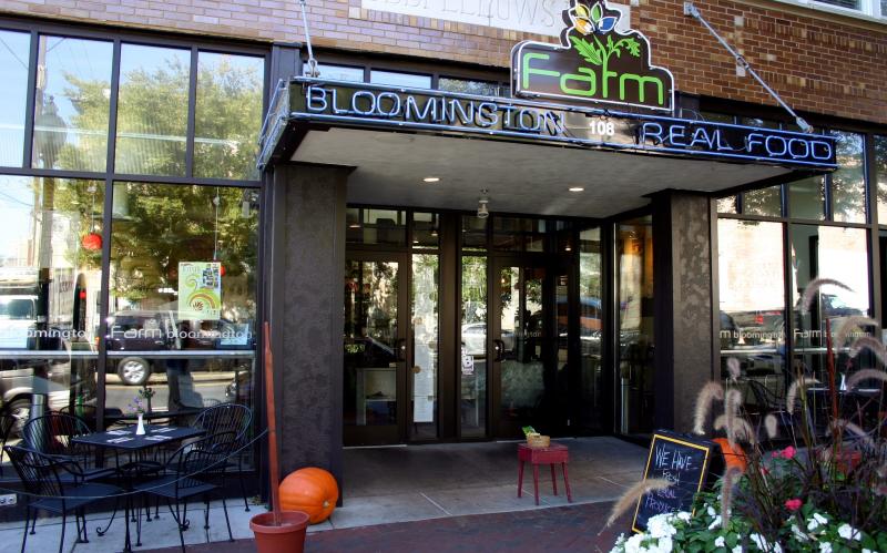 FARMbloomington features street-side seating for those wanting to eat outside.